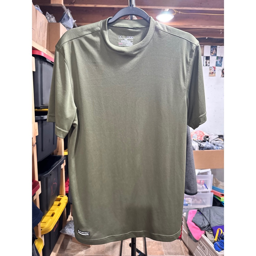 Under Armour Tactical HeatGear T-Shirt MensMedium Olive Green Loose Fit Tech Tee